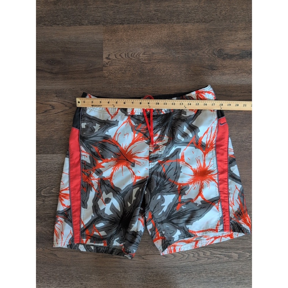 Nike Swim Mens Board Shorts Floral Tropical Print Orange Grey White Size Medium - Picture 13 of 14